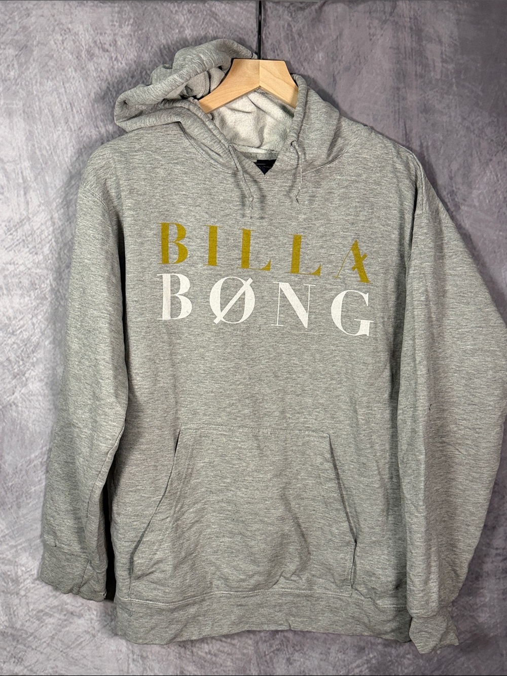 Billabong Gray Crewneck Hoodie with Gold & White Logo